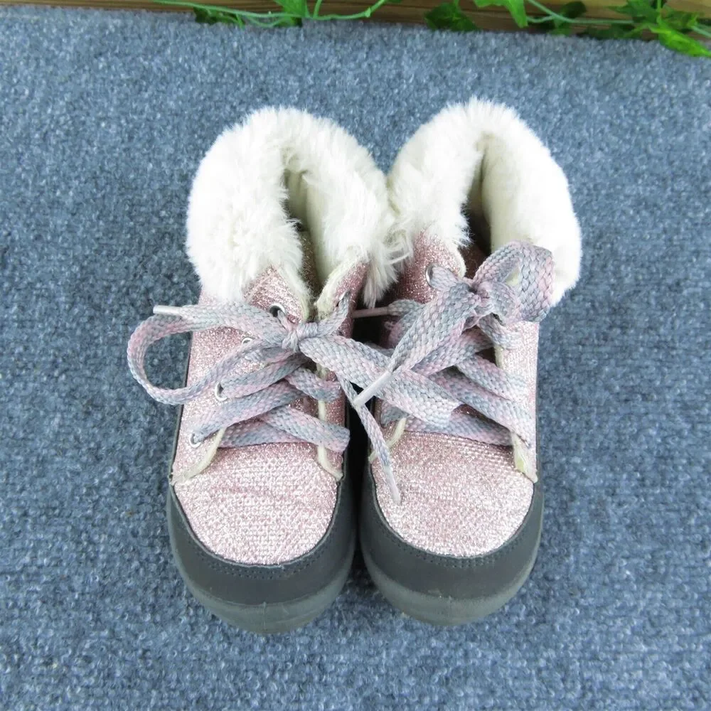 OshKosh B'gosh Girls Snow Boot Shoes Pink Synthetic Lace‎ Up Size T 7 Medium